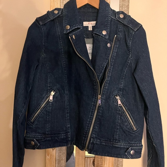 LOFT Dark Blue Denim Jacket XS petite - Picture 4 of 13